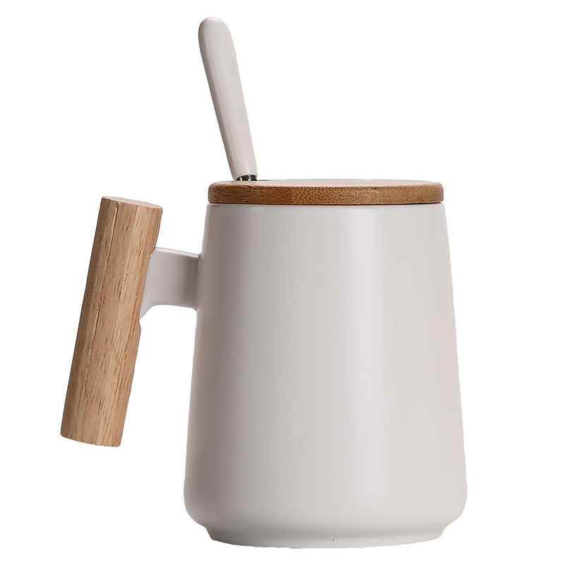 Nordic Wood Handle Ceramic Mug