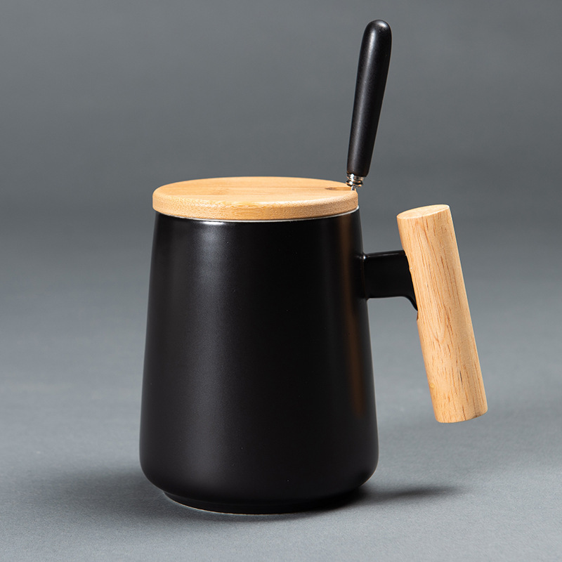 Nordic Wood Handle Ceramic Mug
